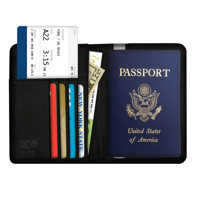 RFID Blocking Passport Case, TUDIA Genuine Leather Passport Holder Cover & Travel Wallet ID Card Case