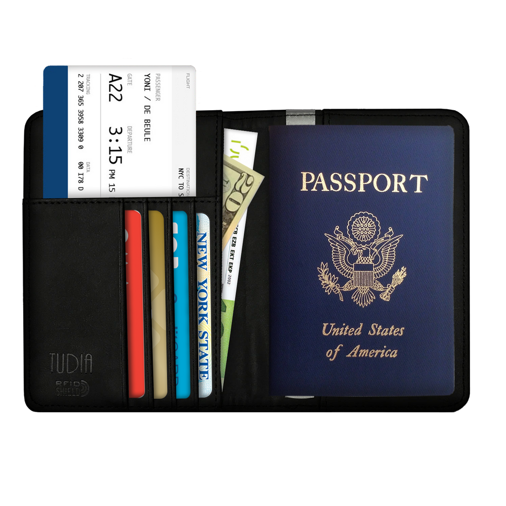 Passport Holder Leather Travel Wallet - RFID Blocking
