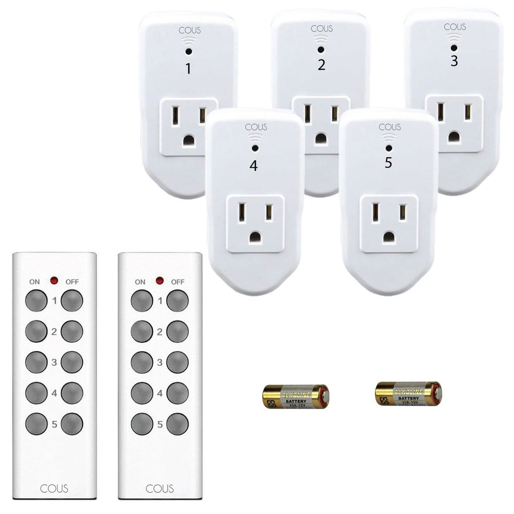 Wireless Control Electrical Outlet, Remote Light Switch [Smaller] Version  with a 100' Range for Lamps, Lights, Power Strips and Household Appliances  (2 Remote, 5 Outlets) – TUDIA Products