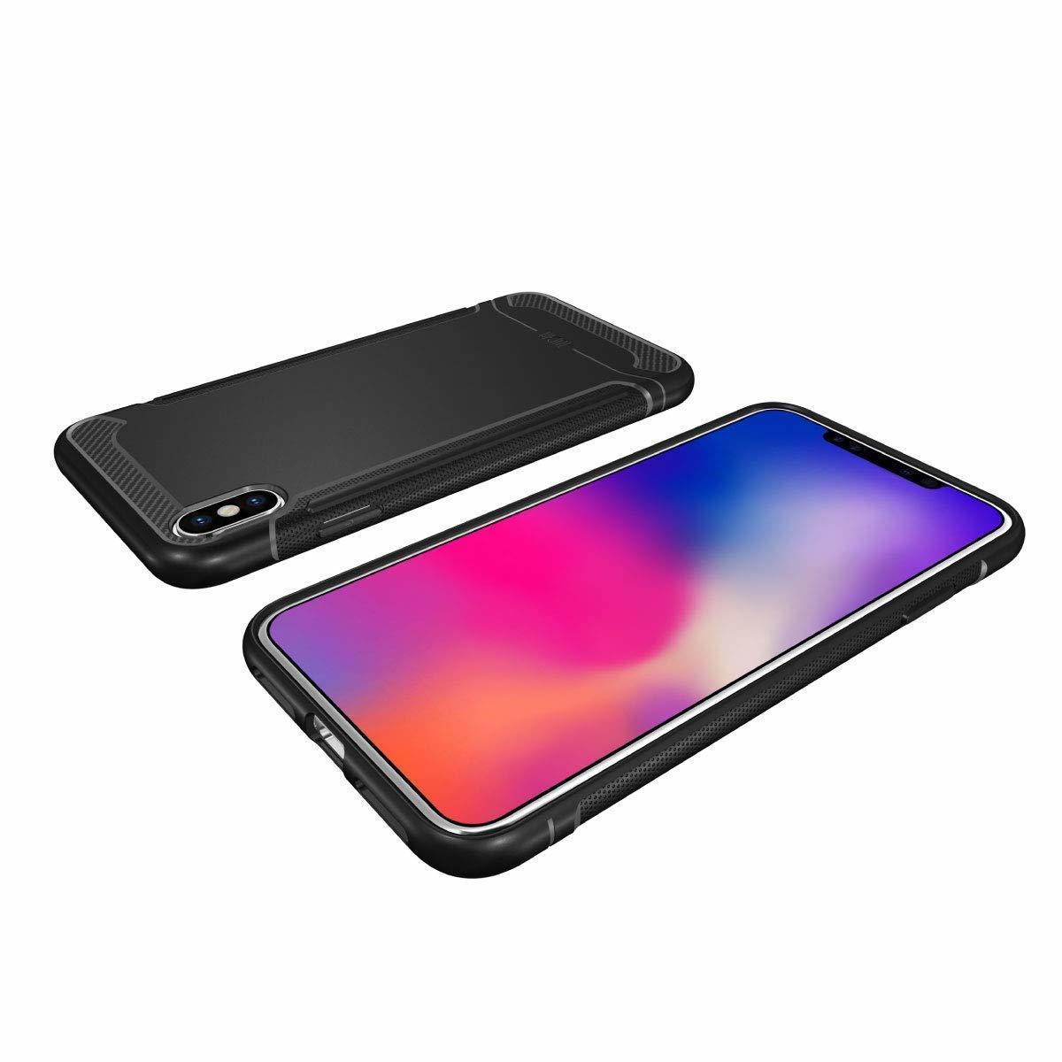 TUDIA Carbon Fiber Design Lightweight [Linn] TPU Bumper Shock Absorption Cover Compatible with Apple iPhone Xs Max 6.5" (2018)