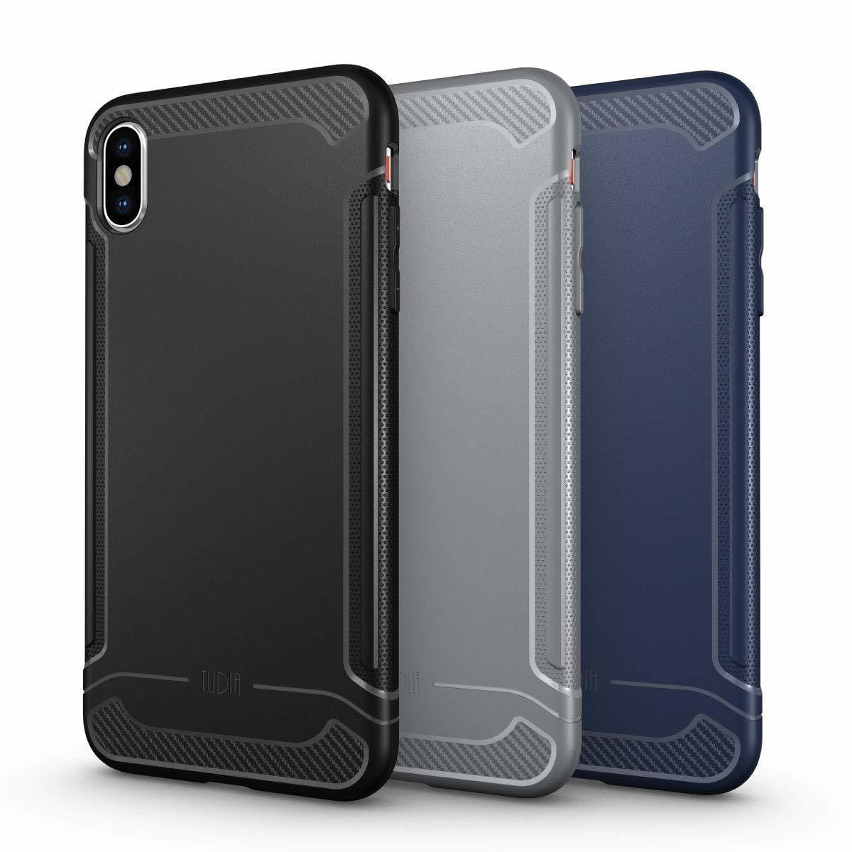 TUDIA Carbon Fiber Design Lightweight [Linn] TPU Bumper Shock Absorption Cover Compatible with Apple iPhone Xs Max 6.5" (2018)