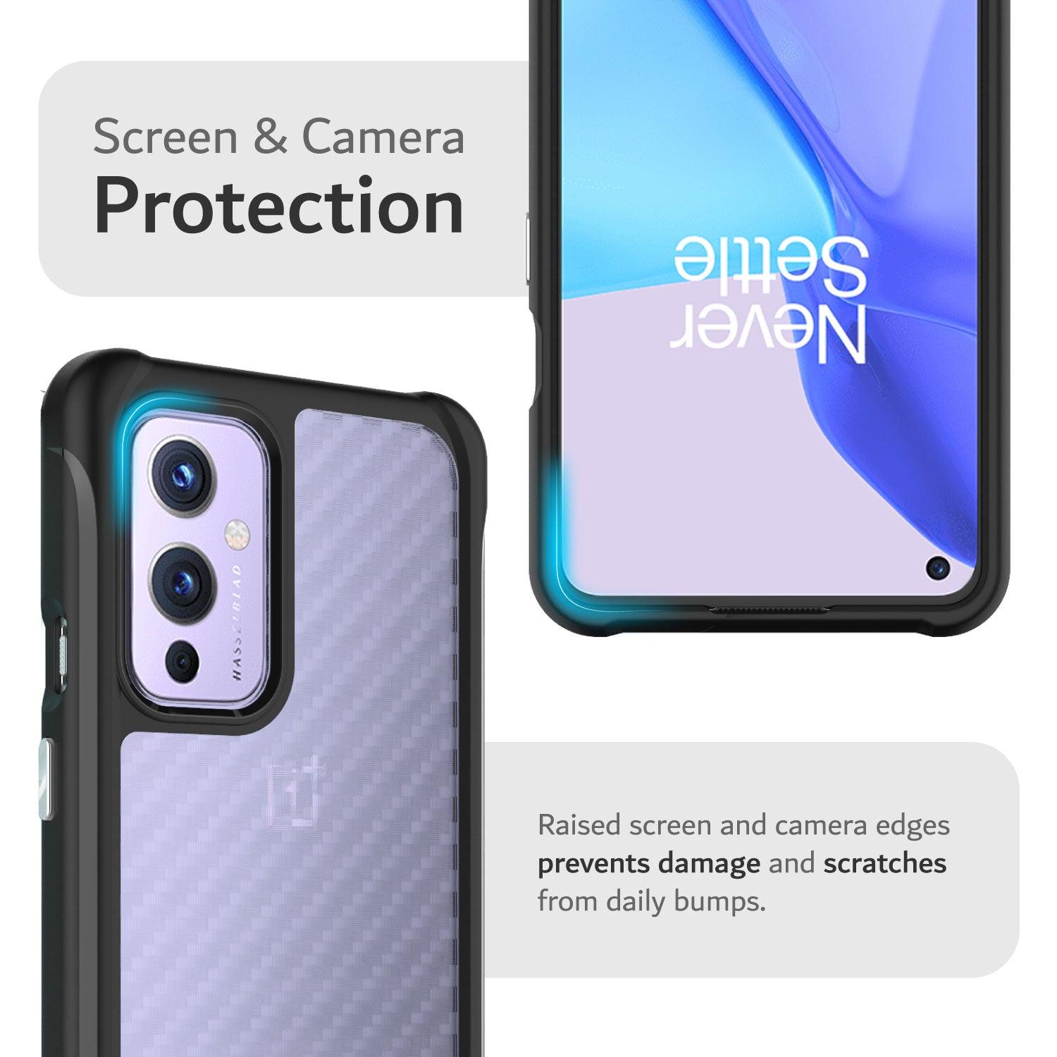 OnePlus 9 5G (2021) Case LUCION Carbon Hybrid Clear Hard Back - TUDIA Products