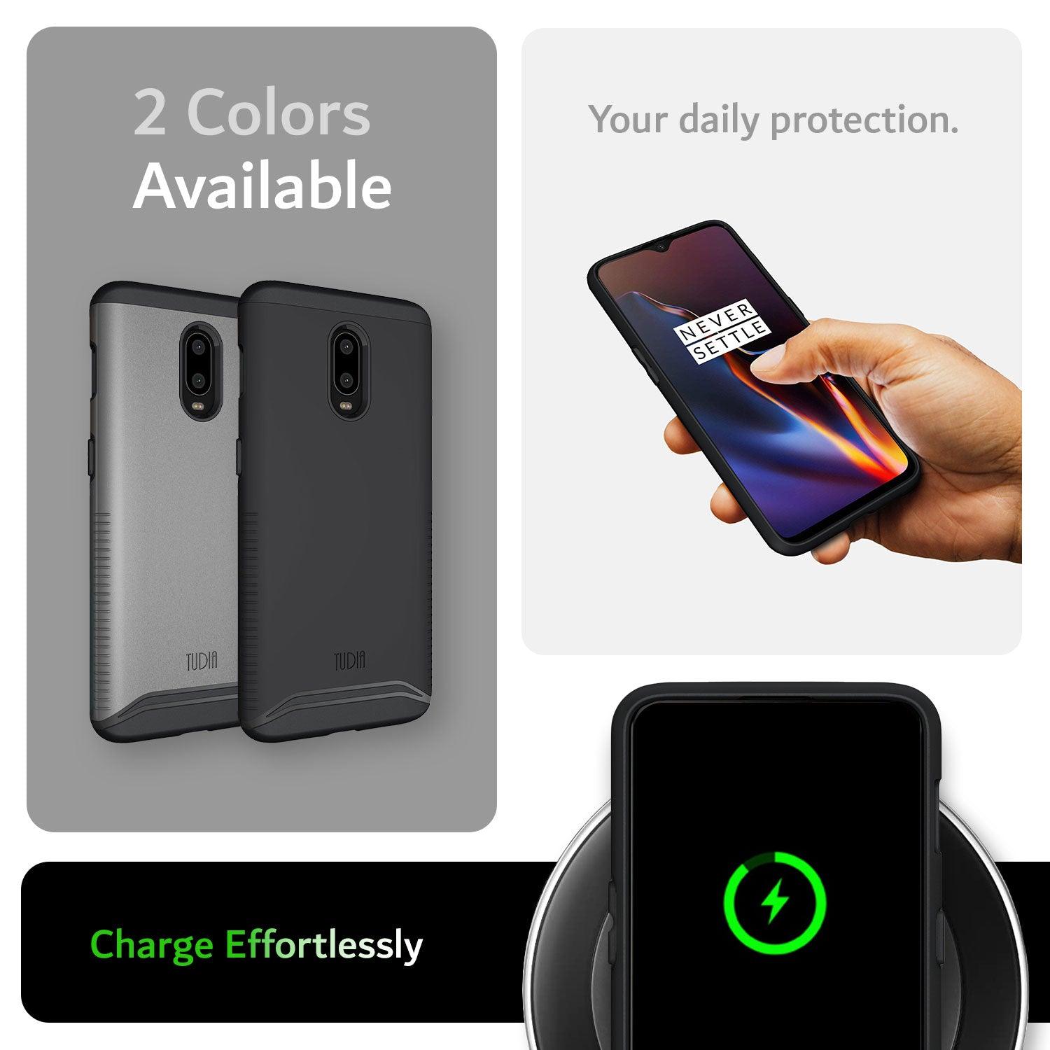 OnePlus 6T MERGE case dual layer shockproof heavy duty protective cover with wireless charging compatibility