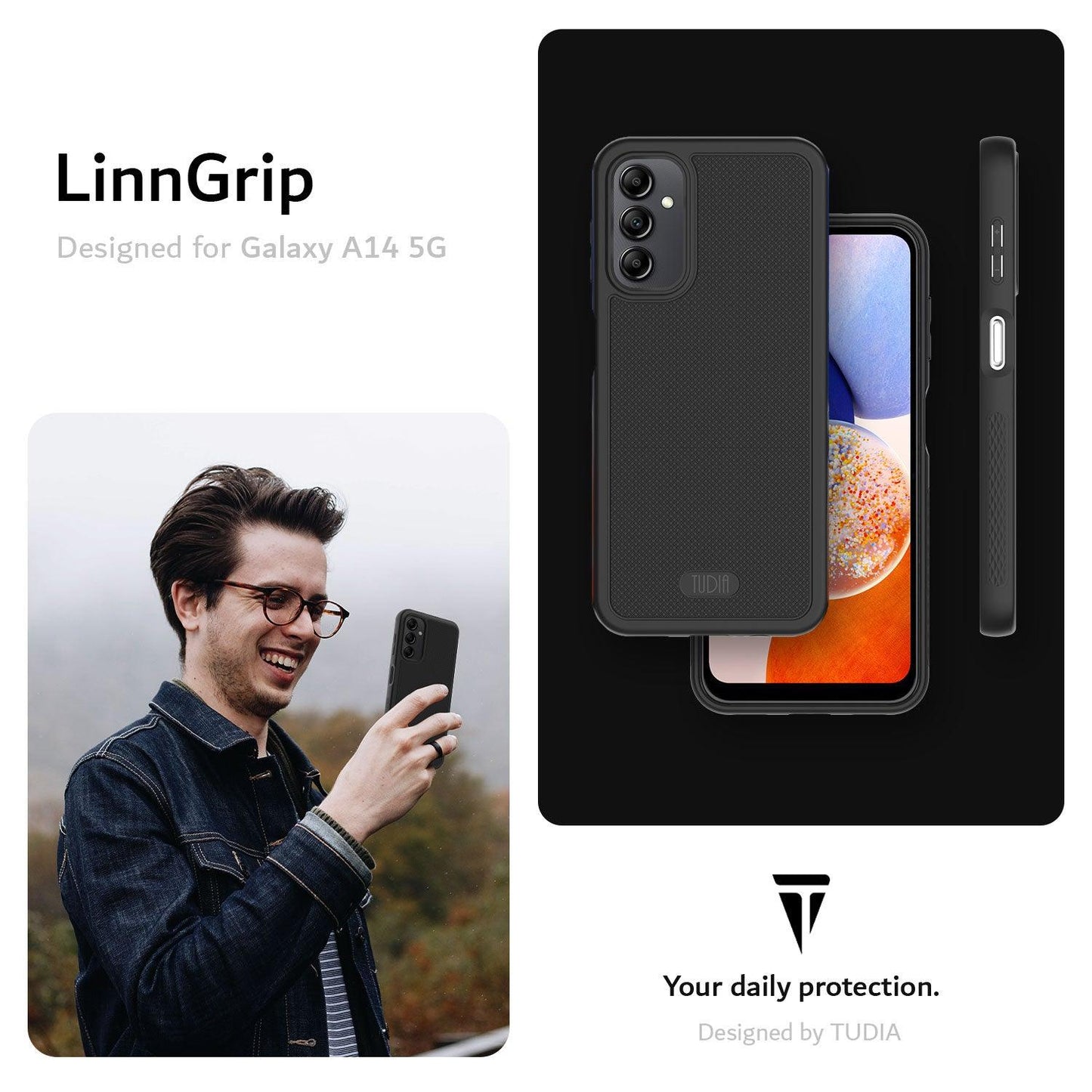Samsung Galaxy A14 5G LINNGrip Ultra Slim Non-Slip Case – Slim TPU Shockproof Cover by LINNGrip