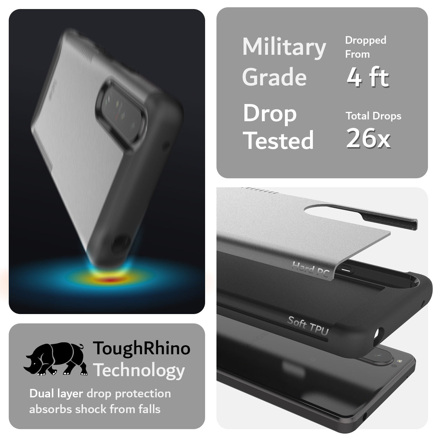 TUDIA Merge Dual Layer Protective Case for Sony Xperia 1 III (2021) – Rugged Shockproof Military Grade Drop Tested Phone Cover