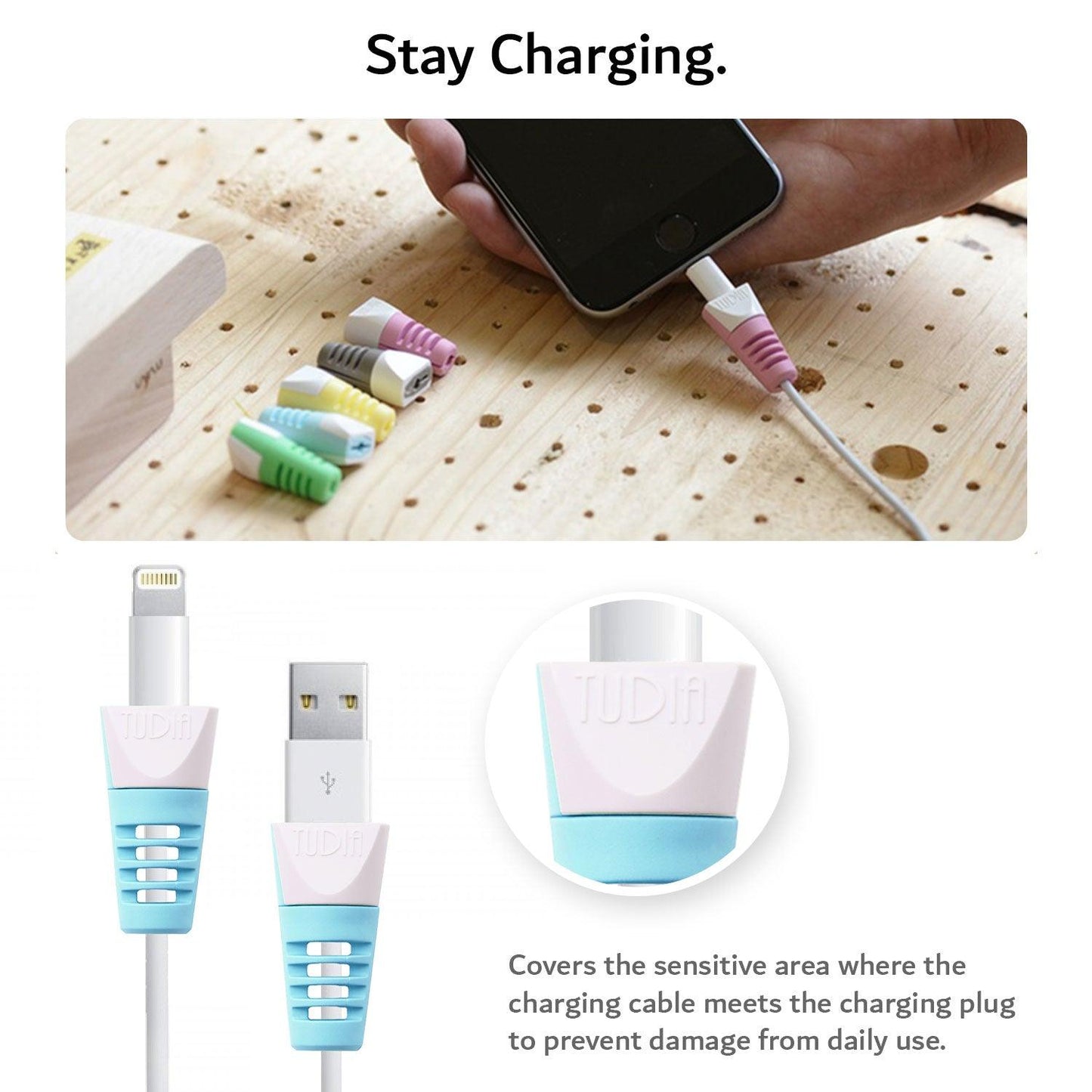 TUDIA Klip Cable Protector Compatible With Apple Charging Cord (2 pcs) - TUDIA Products