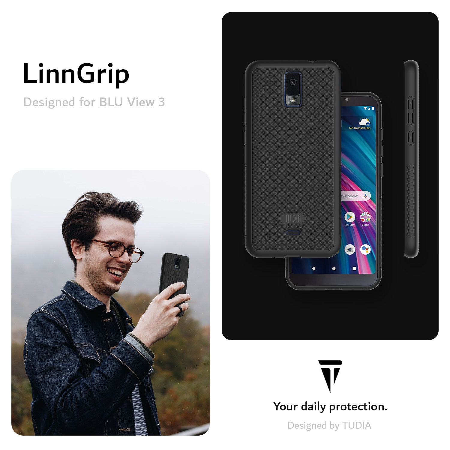 BLU View 3 Case LINNGrip Non-Slip Ultra Slim - TUDIA Products