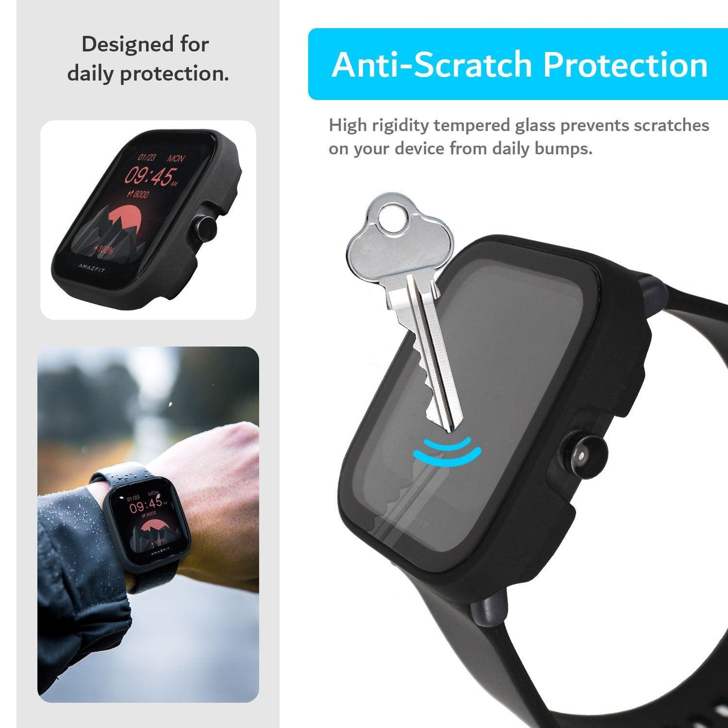 TUDIA protective case for Amazfit Bip U Pro with built-in screen protector, anti-scratch shockproof TPU cover
