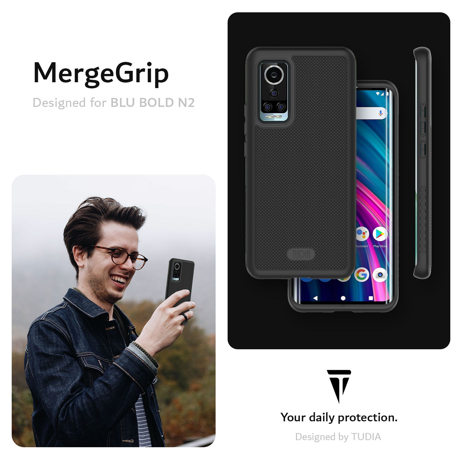BLU Bold N2 Case MergeGrip Heavy Duty DualShield - TUDIA Products