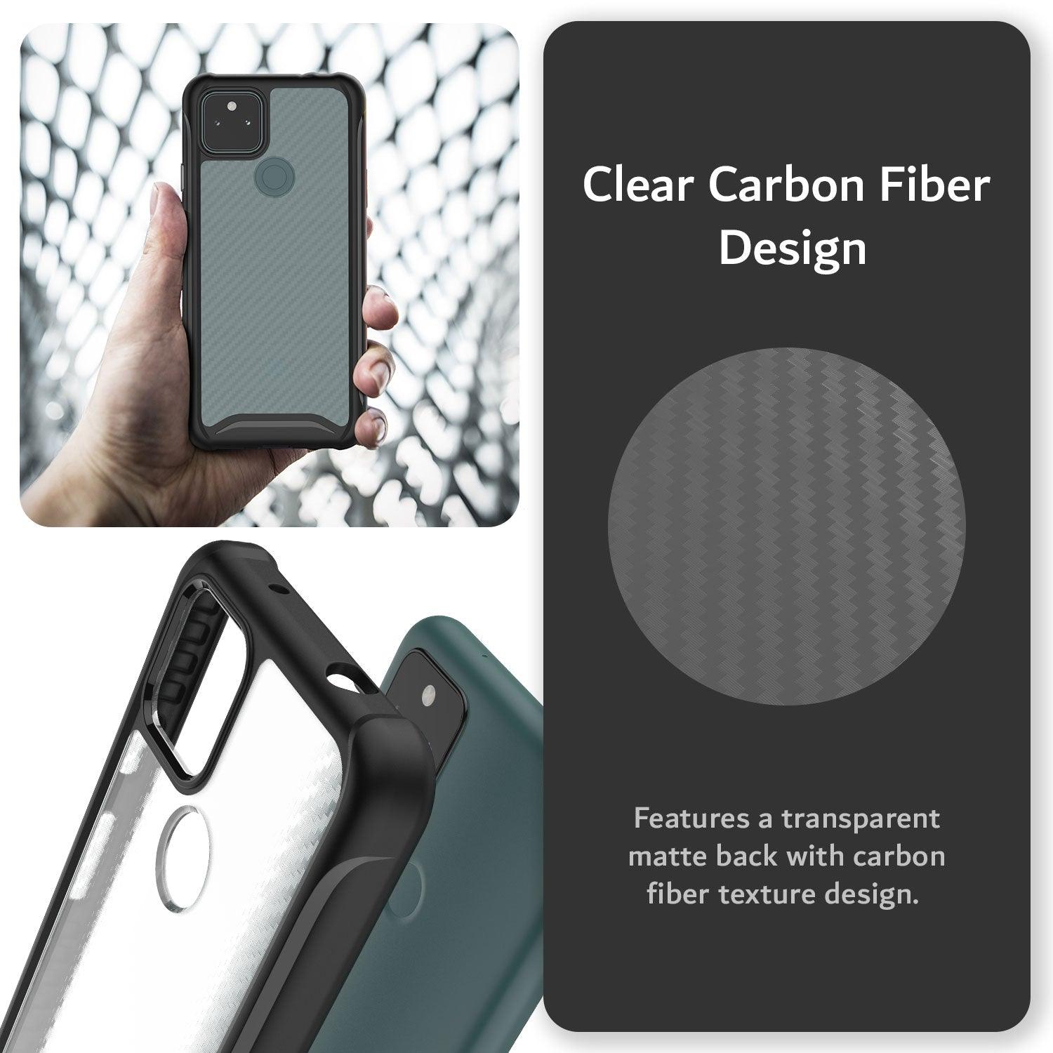 TUDIA LUCION Clear Carbon Fiber Protective Case for Google Pixel 5a 5G