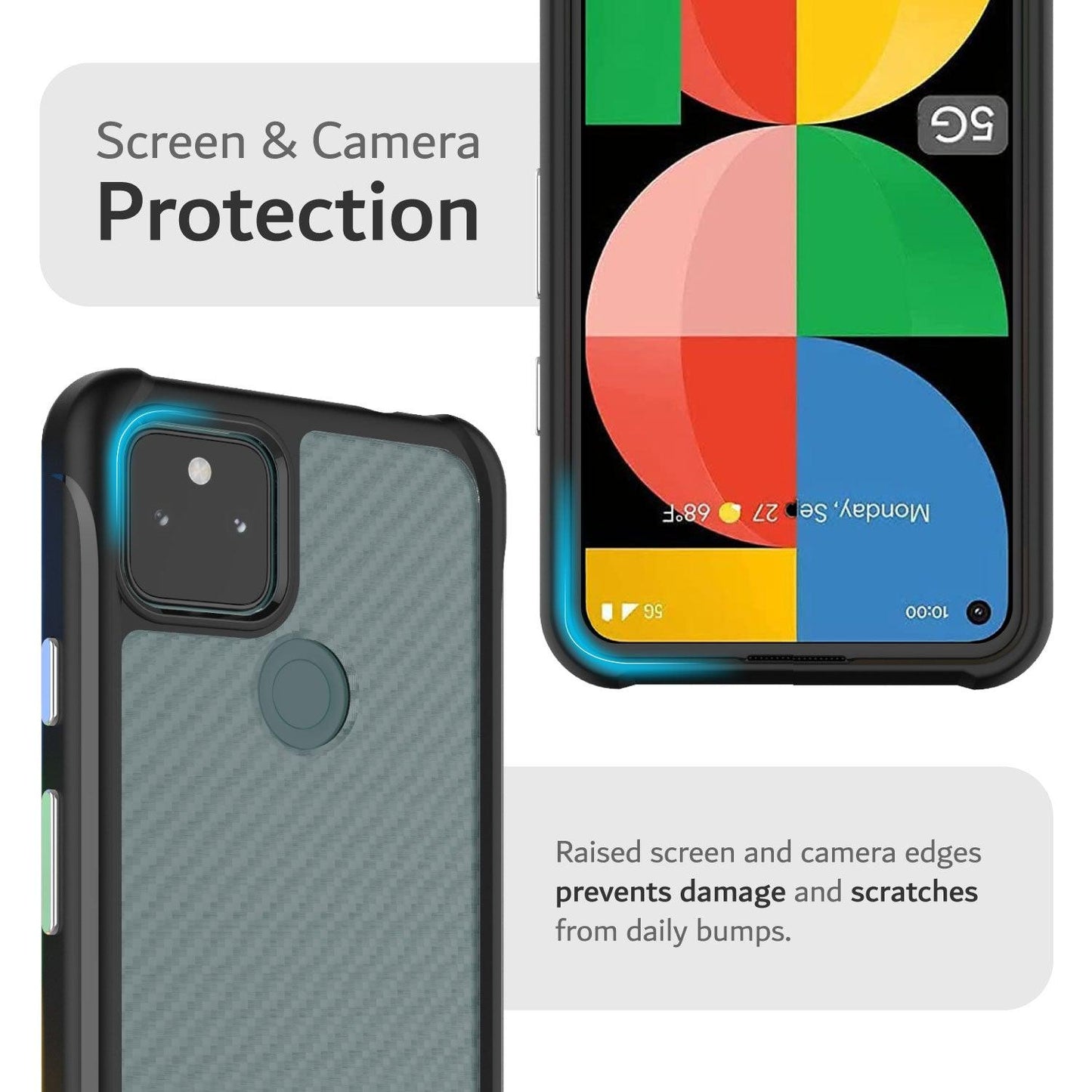 TUDIA LUCION Protective Case for Google Pixel 5a 5G – Slim Rugged Cover with Screen and Camera Protection