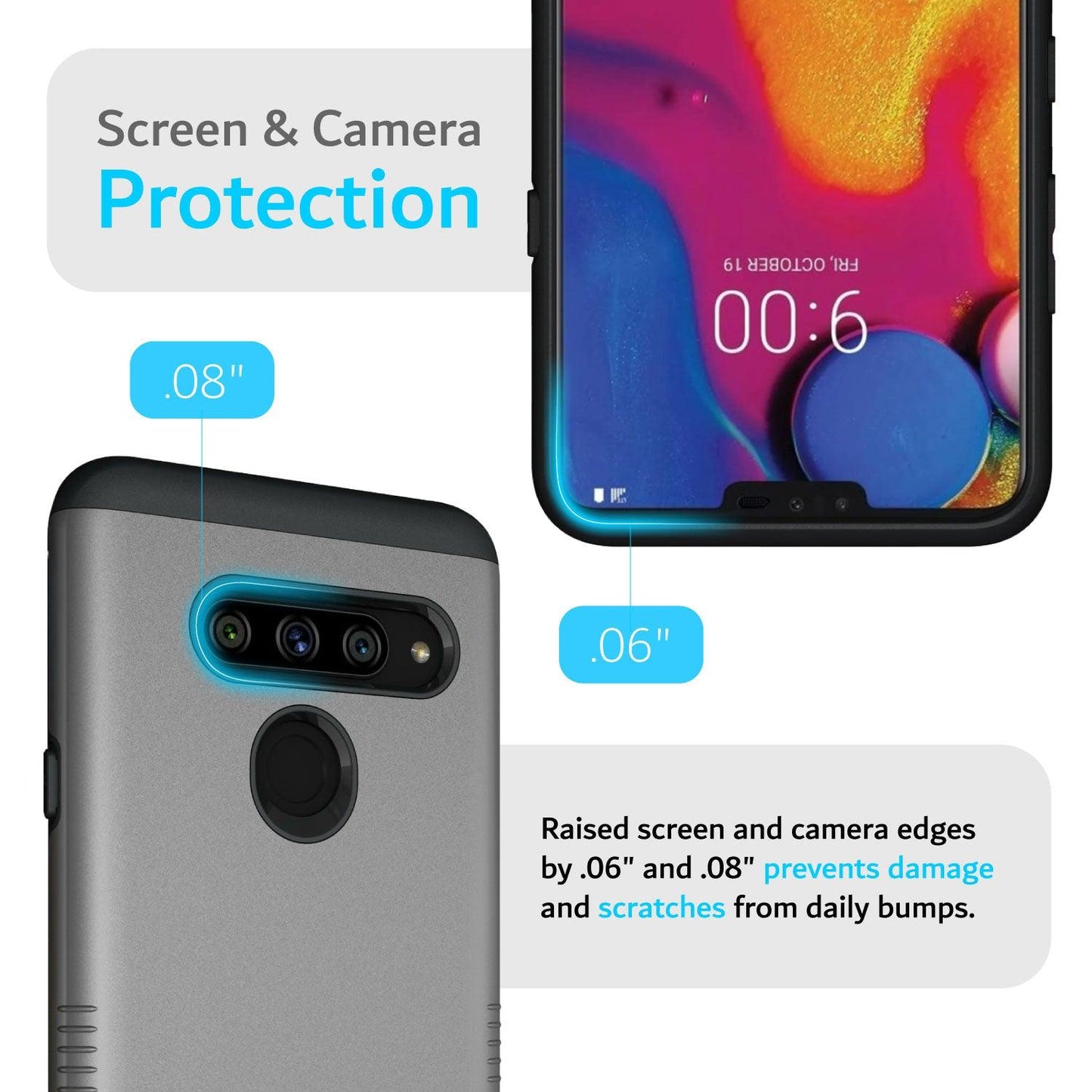TUDIA Merge Dual Layer Heavy Duty Case for LG V40 ThinQ – Shockproof Protective Phone Cover with Screen and Camera Guard