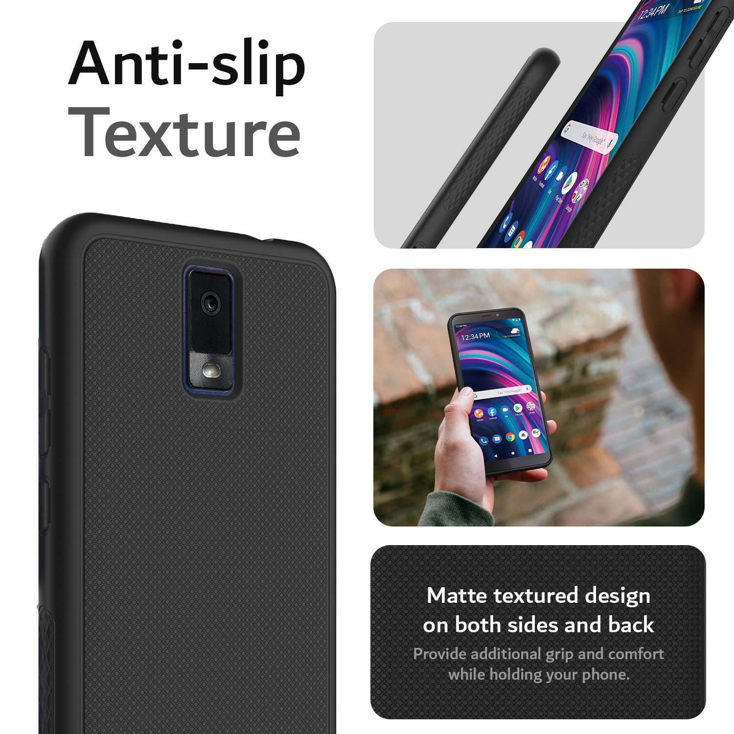 BLU View 3 Case LINNGrip Non-Slip Ultra Slim - TUDIA Products