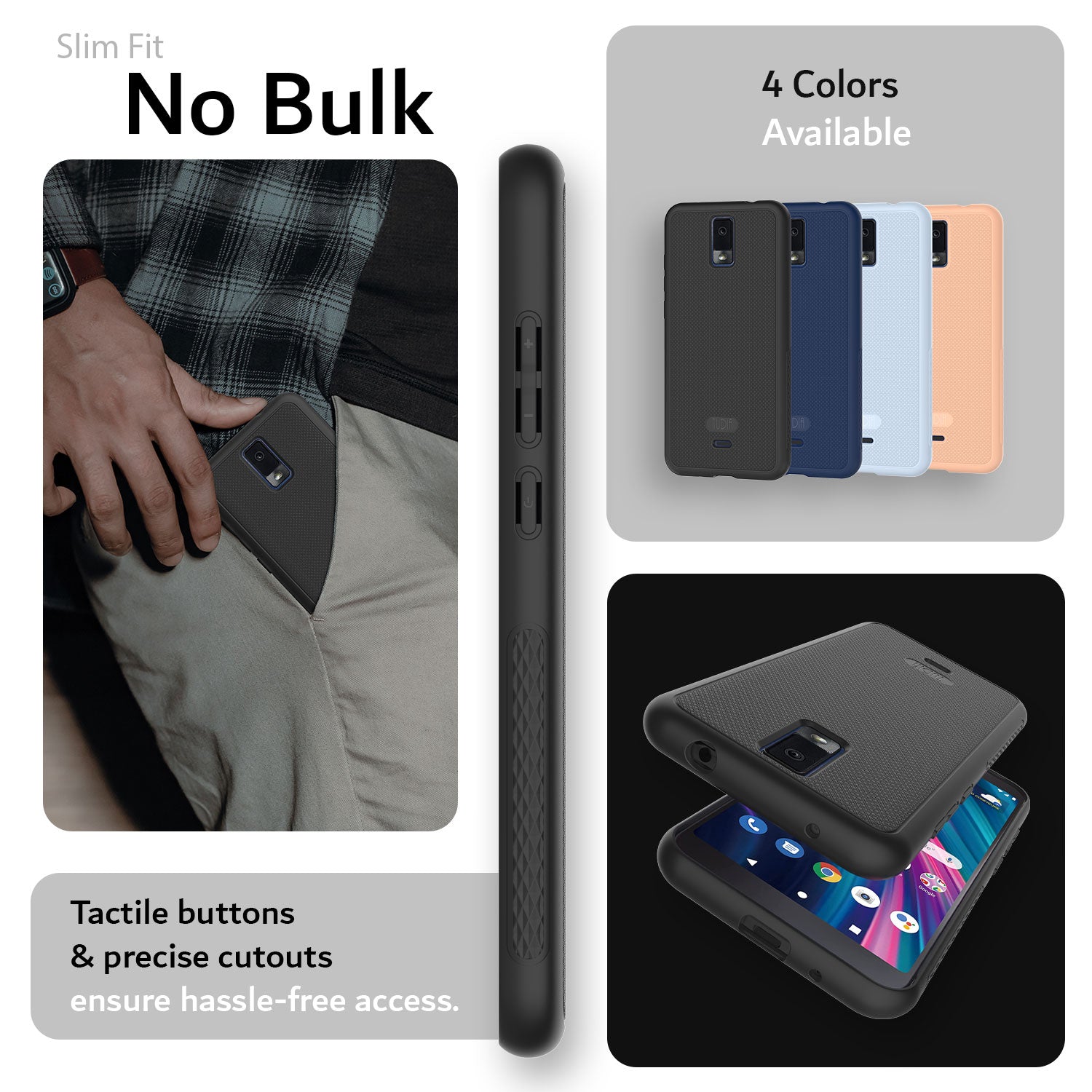 TUDIA Products' BLU View 3 Case LINNGrip Non-Slip Ultra Slim
