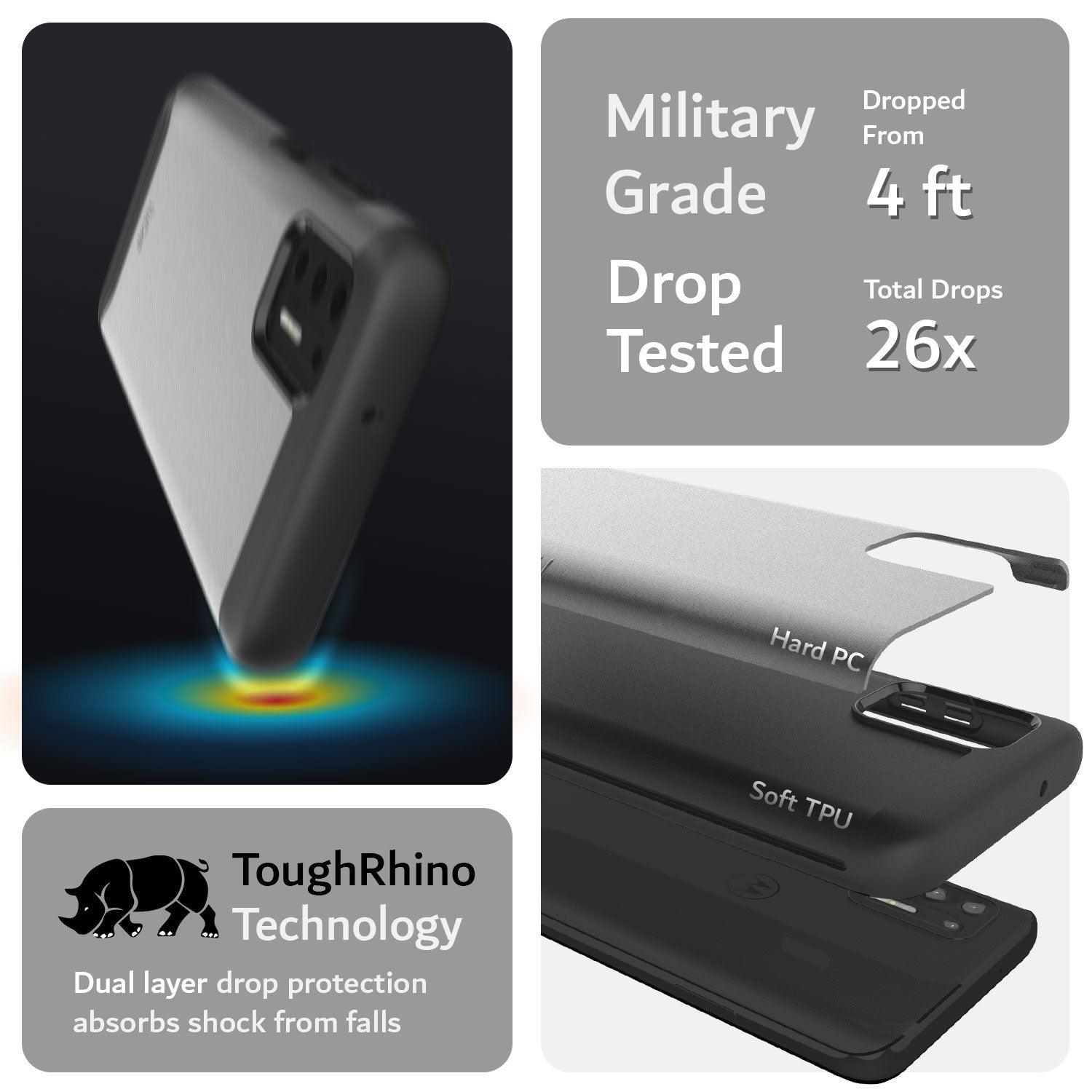 TUDIA Merge Heavy Duty Dual Layer Shockproof Case for Moto G Stylus (2021) 4G – Rugged Military Grade Drop Protection in Black