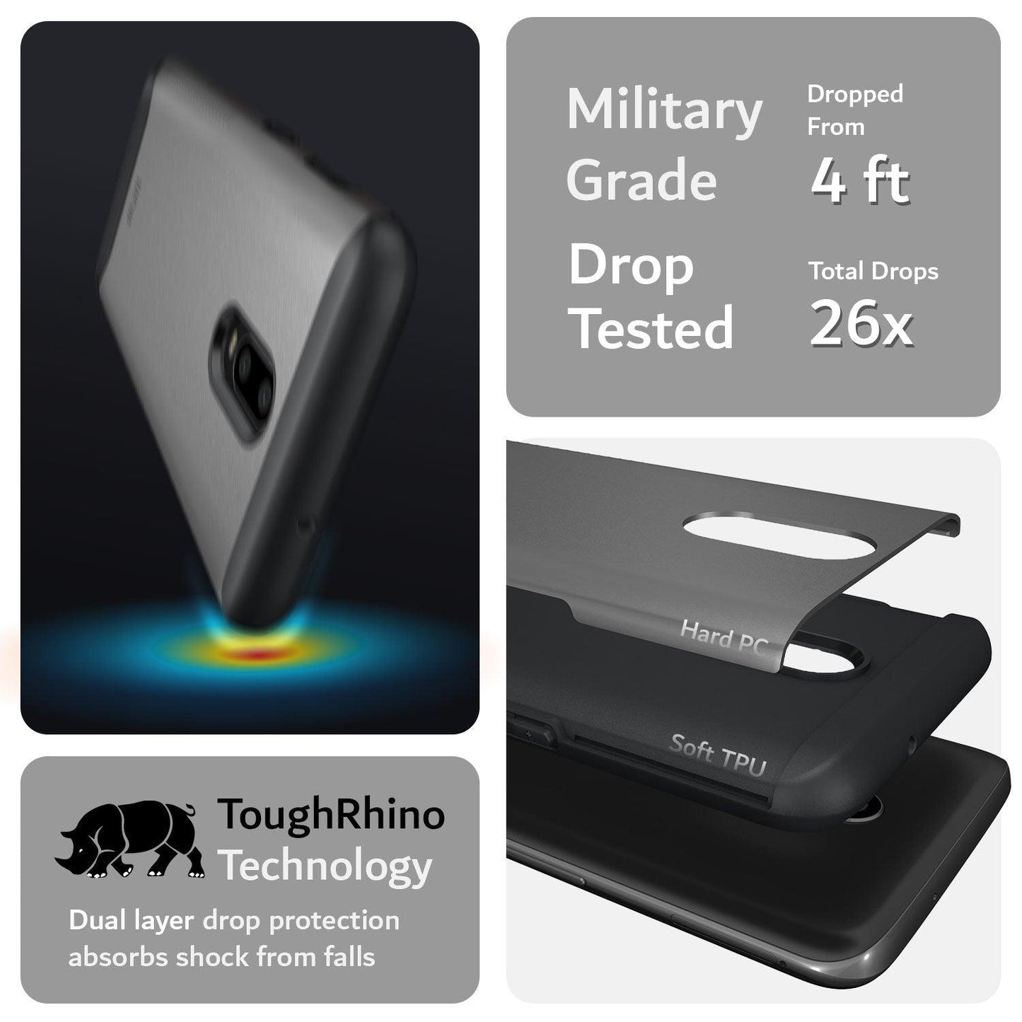 TUDIA OnePlus 6T MERGE Case – Military Grade Dual Layer Heavy Duty Shockproof Protective Cover
