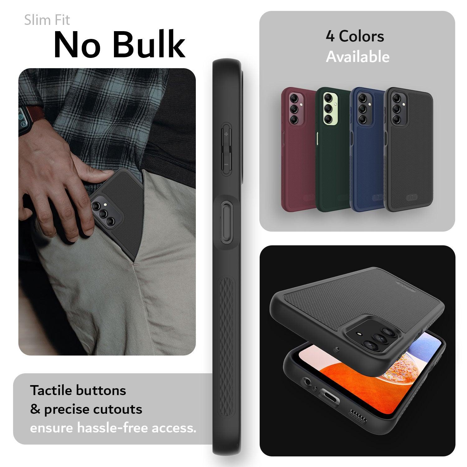 TUDIA LINNGrip Case for Samsung Galaxy A14 5G – Ultra Slim Non-Slip Grip with Tactile Buttons and Precise Cutouts