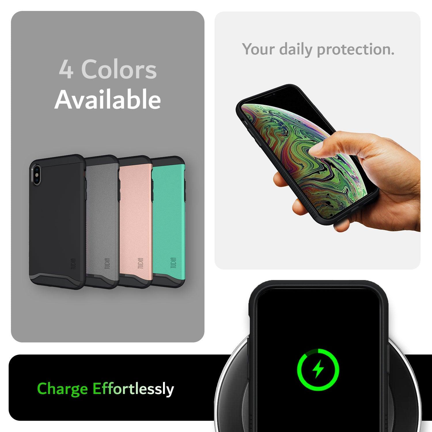 TUDIA Merge Heavy Duty Dual Layer Case for iPhone Xs Max 6.5 Inch – Shockproof Slim Design, Wireless Charging Compatible