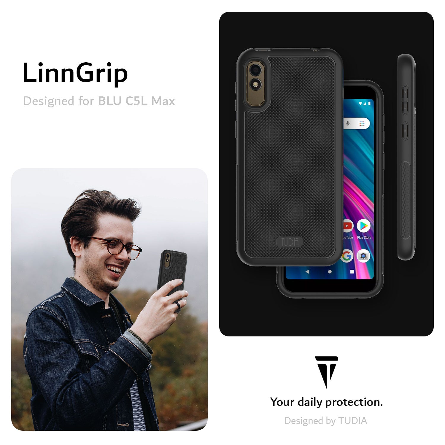 BLU C5L Max Case LINNGrip Non-Slip Ultra Slim - TUDIA Products