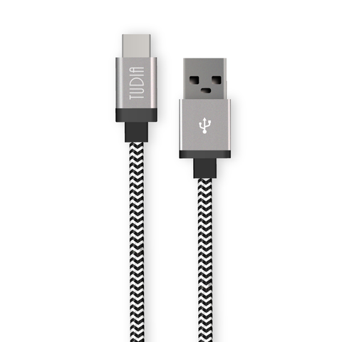 3.3ft Braided Nylon USB-C to USB Type A Charging Cord (Midnight Gray)