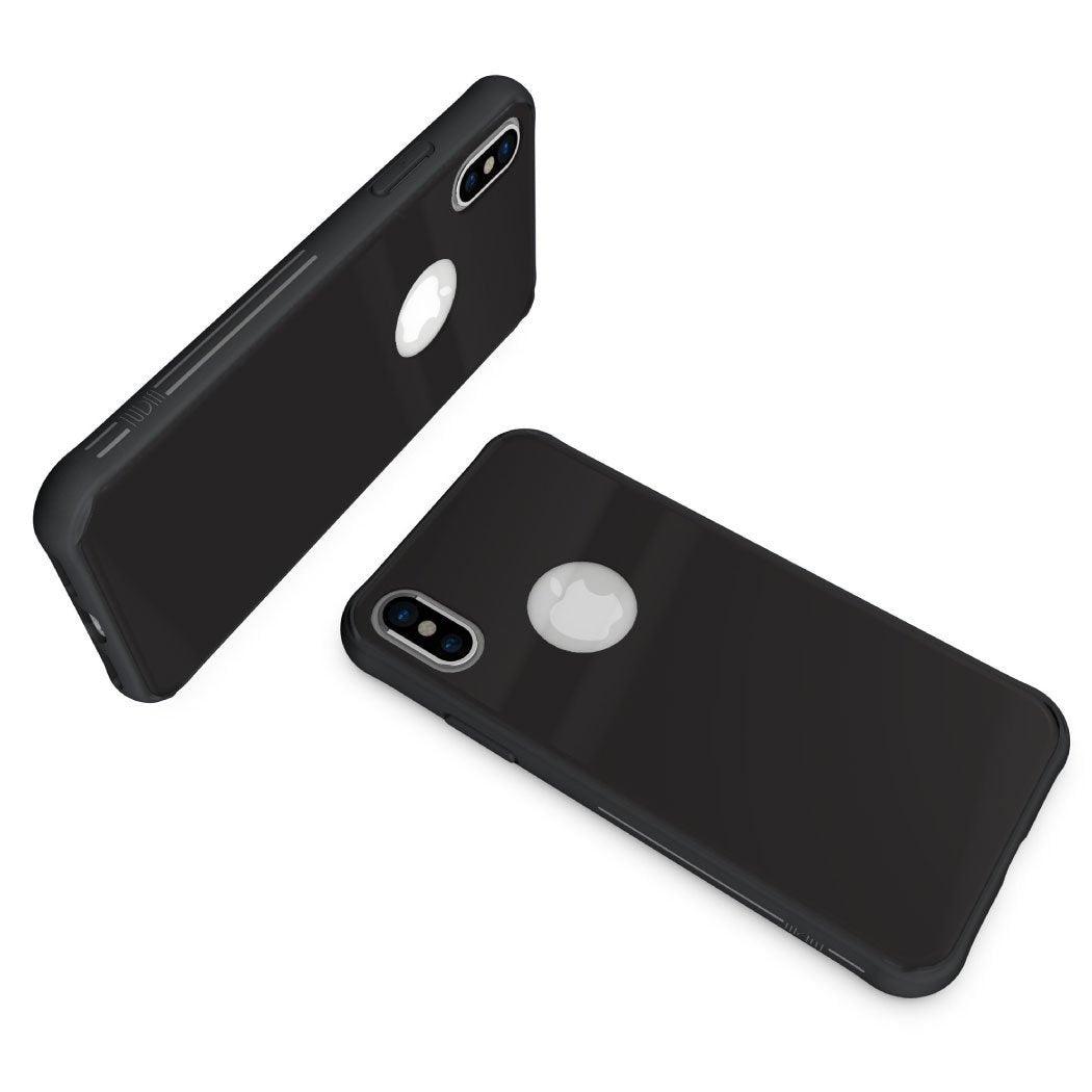 TUDIA [Ceramic Feel] Lightweight [GLOST] TPU Bumper Shock Absorption Cover Featuring [Tempered Glass Back Panel] for Apple iPhone X / XS