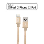 3ft Braided Nylon USB Cable with Lightning Connector (Gold)