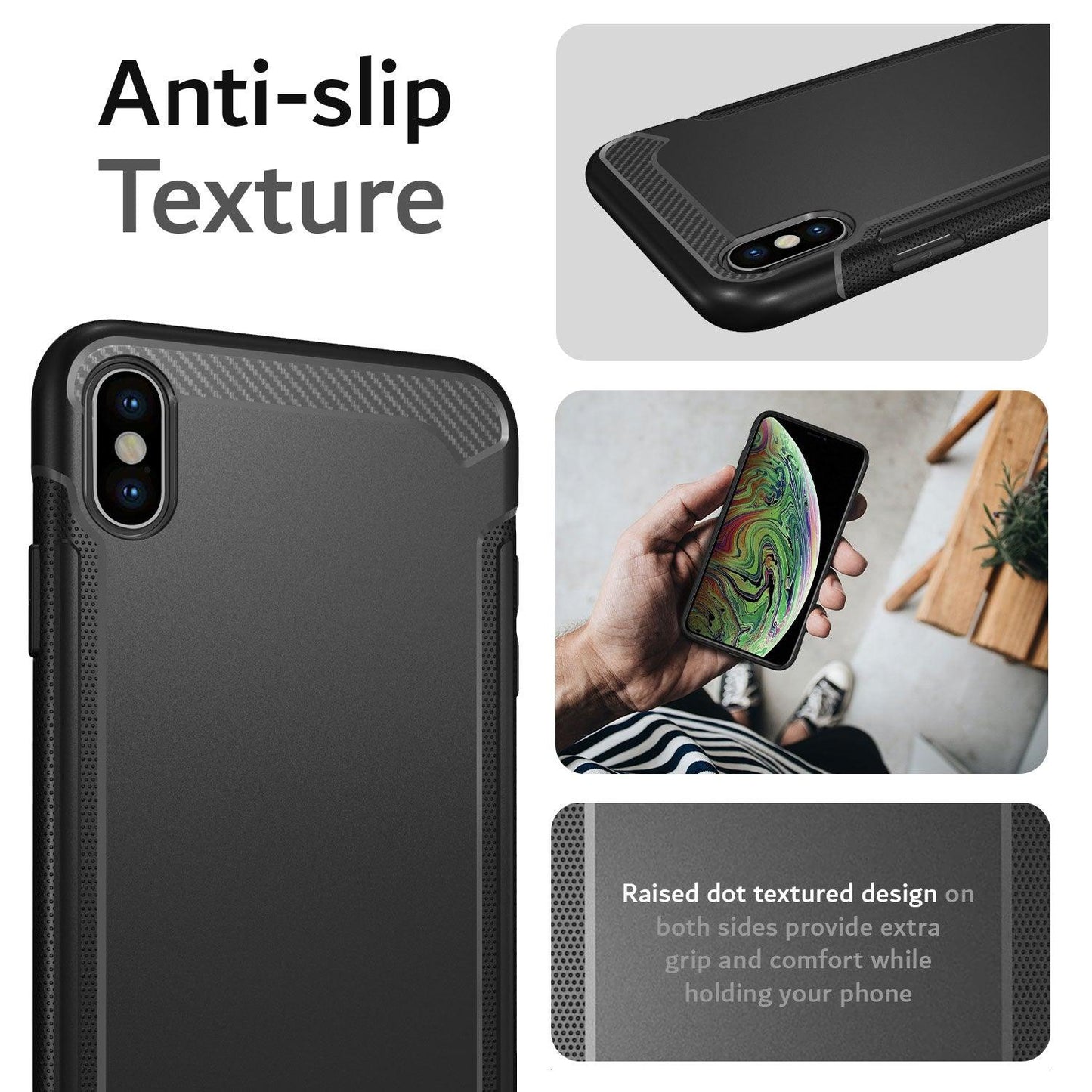 LINN TPU Matte Anti-Slip Case for iPhone Xs Max – Slim Textured Protective Cover